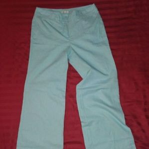 Stunning Turquoise wide Leg Casual Linen Slacks.